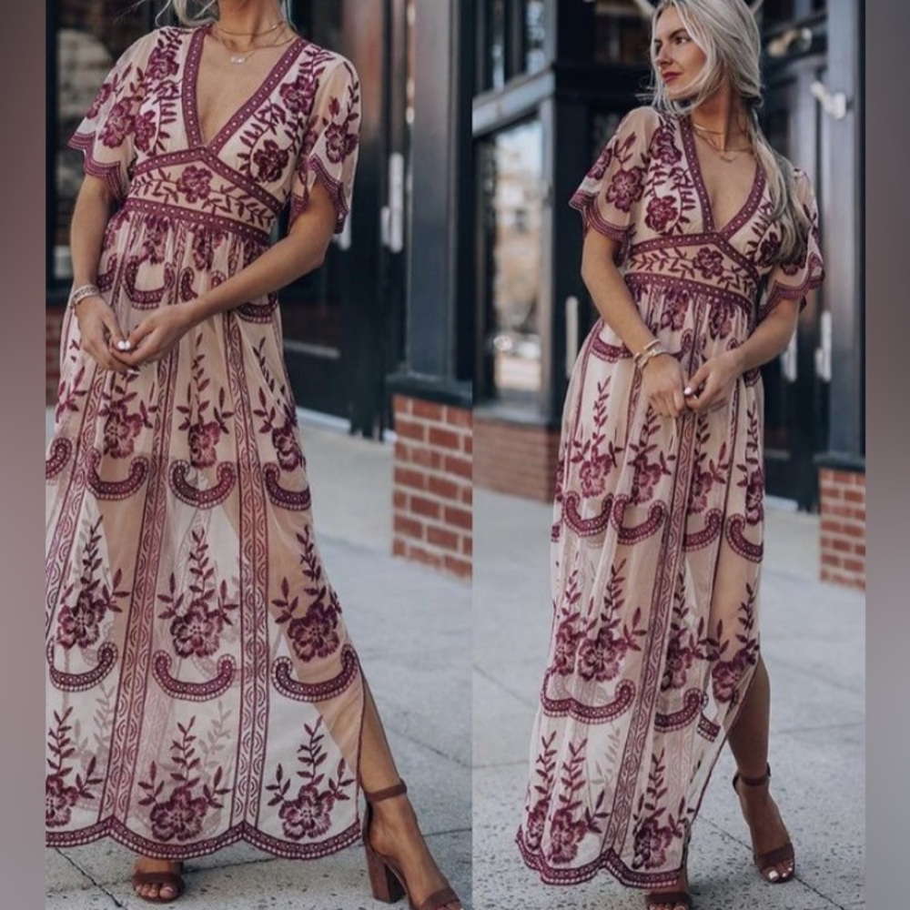 Cloud Ten embroidered fall dress